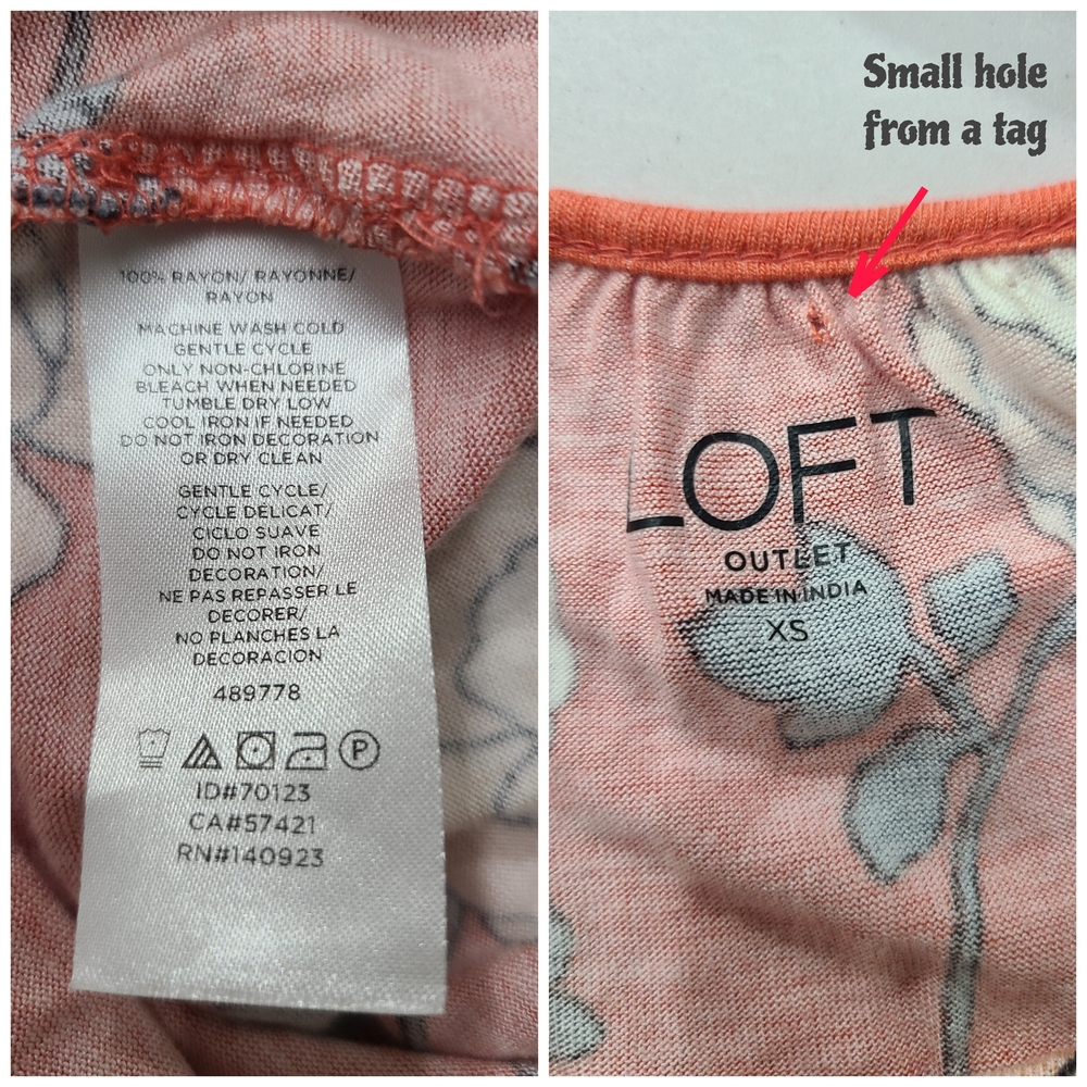 LOFT Outlet Coral Floral Sleeveless Top With Flutter Sleeves - Picture 3 of 3